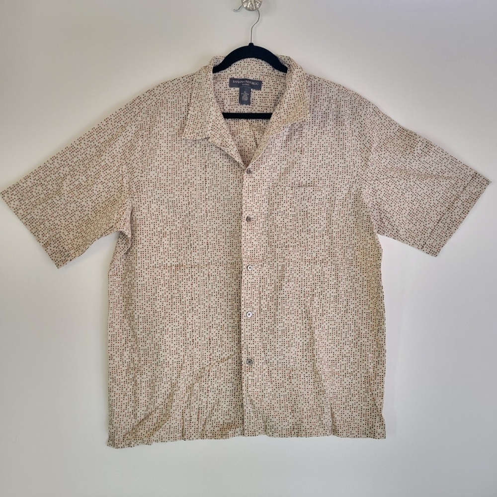 BANANA REPUBLIC CLASSIC Men's collared short sleeve button-down shirt XLARGE